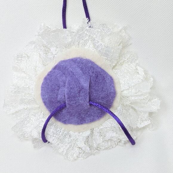 Cream Vintage Lace Choker Artisan Necklace Romantic Purple Gold Heart Adjustable - Picture 8 of 10